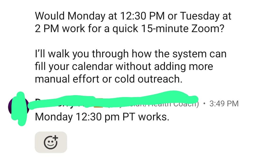 US health coach — confirmed Monday 12:30 PM PT Zoom