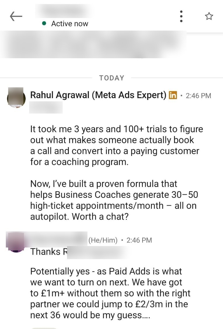 UK investor & founder (£1M+ business) — replied, call opened
